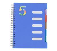 5 Subject Notebook, 1 Pcs Dark Blue 10 Inch x 7 Inch B5 Spiral Notebook With Waterproof Plastic Softcover, 300 Pages 80 Gsm College Ruled Papers With 5 Sheets Colorful Movable Dividers (Dark Blue)