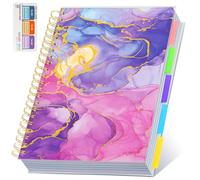 5 Subject Notebook for Work with Removable Dividers Tabs, Large 8.5" x 11 Spiral Lined Notebooks for School Note Taking & Organizer, A4 240 Pages College Ruled Journal for Women & Writing, Pink