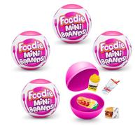 5 Surprise Foodie Mini Brands (4 Pack) by ZURU, Mystery Capsule Real Miniature Brands Collectable Toy, Collectibles, Fast Food Toys and Shopping Accessories
