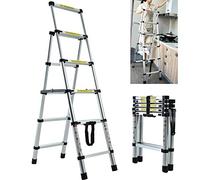 5 Telescopic Step Ladder Aluminium Heavy Duty 150KG/330lb Capacity Lightweight Folding Portable Extendable Anti-Slip A Frame Combination Stepladder for Home Garden Office Garage