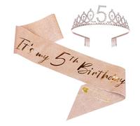 5 th Birthday Sash and Tiara Set Rose Gold Birthday Sash Crown Birthday Party Favors Supplies for Girls Birthday Party