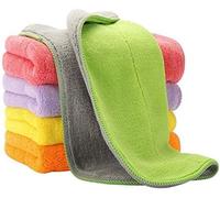 5 Thick Microfiber Cleaning Cloths with 5 Bright Colors, Super Absorbent Dust Cloths Buffing Cloths with Two Color on Two Side, Lint Free Streak Free for Tackling Any Cleaning Job with Ease (28x60cm)