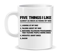 5 Things I Like Mug Motorcycle Biker Cycling Bike Funny Novelty Joke Gift Secret Santa Mug 100% Dish Washer Safe by Ellis Graphix (TM)