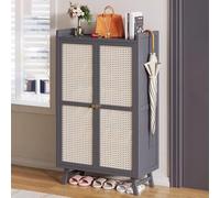5-Tier/7-Tier Wooden Shoe Cabinet with Rattan Doors - Freestanding Shoe Rack for Entryway Hallway Living Room Storage Solution