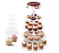 5 Tier Acrylic Cupcake Stand Round Tower Display Cake Holder Tiered Dessert Tree Tower Stand Cupcake Display Holder for Birthday Shower Wedding Party Table Centrepiece