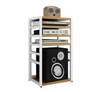 5-Tier Adjustable AV Media Stand - Record Player DVD CD & Audio Tower Holder for Gaming Living Room Recording Studio & Home Theater - Modern White Design