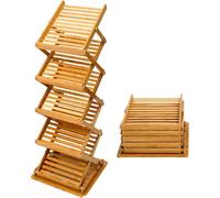 5-Tier Adjustable Foldable Literature Display Rack - Floor Standing Magazine/Brochure Organizer Shelf for Cafes, Teahouses, Dining Rooms - Space-Saving Design