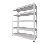 5-Tier Adjustable Garage Shelving Unit, Heavy-Duty Metal Storage Rack for Kitchen, Pantry, Closet & Garage, White, 120x40x180 cm - Versatile nization Solution