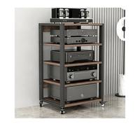 5-Tier Adjustable Home Audio Rack on Wheels Floor-Standing Stereo Cabinet MediaHiFi Equipment Shelf Removable Storage Solution (W 55cm)