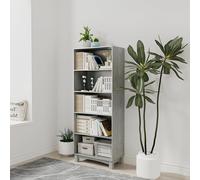 Urbn-Living Urbnliving 150Cm Height Ash Grey 5 Tier Wooden Bookcase Shelf Storage Display Shelving Unit