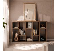 5-Tier Asymmetrical Bookshelf With 10 Compartments Walnut - Sweeek