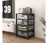 5-Tier Audio/Video Media Stand with Mobile Wheels - Multifunctional Component Cabinet for Amplifiers, DVD/CD Players, Stereo Rack - Open Storage Shelf for Home & Office (50x40x90cm)