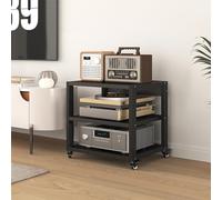 5 Tier Audio/Video Media Stand with Mobile Wheels - Multifunctional Component Cabinet for DVD, CD Players & Stereo System - Open Storage Rack for Home & Office (3 Tier - 55x50x48.5cm)