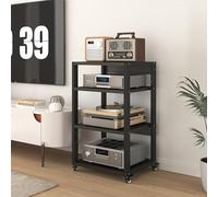 5 Tier Audio Video Stand - Multifunctional Media Cabinet for Amplifiers, DVD/CD Players, and Stereo Equipment - Mobile Wheels, Open Storage Shelf - 50x40x90cm
