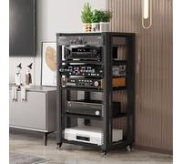 5 Tier AV Ma Stand Black o Visual Shelving Unit Corner Ste Rack & Record Player Console Cabinet for Home Theater CD/DVD Player & Game Consoles