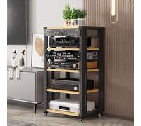 5 Tier AV Ma Stand o Visual Shelving Unit Corner o Video Cabinet Record Player Console for Home Theater CD/DVD/Game Console Sto (Wood)