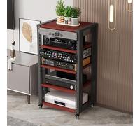 5 Tier AV Ma Stand Teak o Visual Shelving Rack Corner Cabinet for Home Theater Ste Console for Record Players DVD/CD/Game Consoles