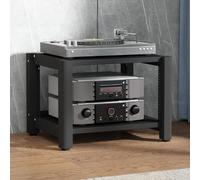 5-Tier AV Media Stand - Open Tower Stereo Cabinet for Audio-Video Equipment Game Consoles CD/DVD Storage Small Entertainment Center Shelving - Modern Black Furniture for Living Room