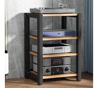 5-Tier AV Media Stand - Open Tower Stereo Cabinet Furniture Audio-Video Shelving Rack for Game Consoles CD/DVD Storage Small Entertainment Center for Living Room (Black)