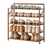 5-Tier Bamboo Shoe Rack - Stylish Folding Wooden Storage Shelf for Entryway Hallway & Bedroom - Space-Saving Solution 70cm Height & Eco-Friendly Brown Design