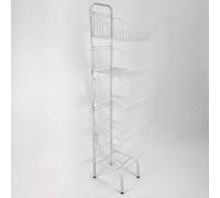 5 Tier Basket Stand - Retail Display Rack for Bread, Snacks, Clothes & Toys - Freestanding Nylon Merchandising Unit - 1700mm High - Flat Pack Assembly