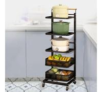 5-Tier Black Microwave Oven Rack - Kitchen nizer with Chopping Boards & 2 Sto Baskets - Space-Saving Pot Shelf for Efficient Kitchen Sto Soluts