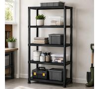 5 Tier Black Plastic Shelving Unit Heavy Duty Garage Shed Warehouse Storage Rack