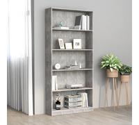 5-Tier Book Cabinet Concrete Grey 80x24x175 cm Engineered Wood