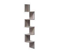 5 Tier Bookcase Corner Shelf Wood Bookshelf Floating Wall Shelving Unit Zigzag