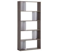 5 Tier Bookcase Dark Wood and White ORILLA