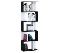 HOMCOM Bookcase Storage Display Shelving S Shape design Unit Divider Particle in Black HOMCOM Black