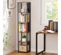 HOMCOM 5-Tier Bookshelf, Freestanding Display Storage Unit, Rustic Brown - Rustic Brown, Black
