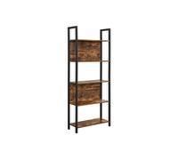 5-Tier Bookshelf, Rustic Brown + Black