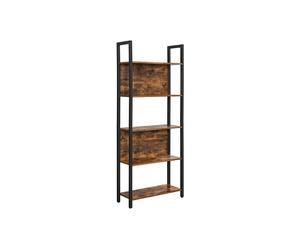 5-Tier Bookshelf, Rustic Brown + Black