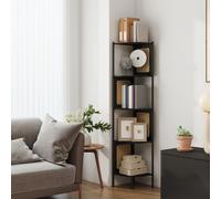 5-Tier Bookshelf, Small Corner Shelf, for Living Room Bedroom Study Kitchen, Ebony Black
