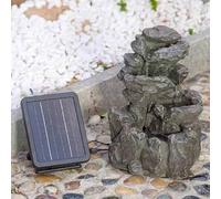 5 Tier Cascading Rock Solar Water Fountain, Tabletop Fountain with Lights, Resin Cascading Waterfall for Outdoor Garden, Patio, Porch,Backyard(A)