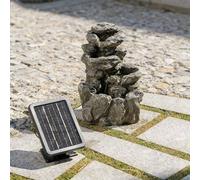 5 Tier Cascading Rock Solar Water Fountain, Tabletop Fountain with Lights, Resin Cascading Waterfall for Outdoor Garden, Patio, Porch,Backyard(C)
