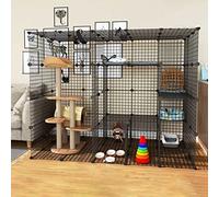 5-Tier Cat Cage Indoor Cat Enclosure DIY Cat Playpen Cat Kennels for Indoor Detachable Metal Wire Kennels Crate Large Exercise Place Ideal for 1-4 Cat - 183x111x147cm (Onecolor Upgraded Model)