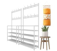 5-Tier Coat Rack with Shoe Sto, Slish Free-Standing Tree Design, 8 Hoo for Entryway nizat, Space-Saving White Shelves, Set of 2 for Home Décor.