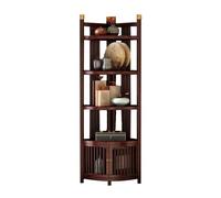 5-Tier Corner Bookshelf L-Shaped Bamboo Bookcase with Cabinet Door Modern Storage Solution for Kitchen Office Living Room - Stylish 3-6 Tiers Design