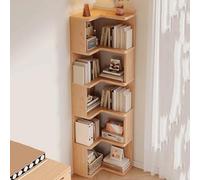 5-Tier Corner Bookshelf Wooden Bookcase Tall Open Storage Shelf Modern Display Unit for Bedroom Living Room & Home Office - Space-Saving Design (40x20x130cm)