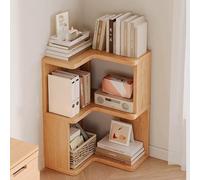 5-Tier Corner Bookshelf Wooden Bookcase Tall Open Storage Shelf Modern Display Unit for Bedroom Living Room & Home Office - Space-Saving Design (40x20x130cm)