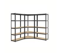 Songmics Corner Shelf 5-Tier, Garage Shelving, Heavy Duty Metal Shelving Units, Ink Black And Natural Beige