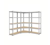 5-Tier Corner Shelf 180 cm Wide, Silver + Natural Beige