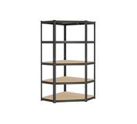 Songmics Shelving Unit, Corner Shelf 5-Tier, Heavy Duty Metal Units For Room, Warehouse, Ink Black And Natural Beige