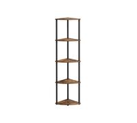5-Tier Corner Shelf, Rustic Brown / 38.3 x 27 x 139 cm