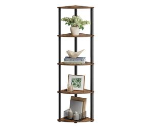 5-Tier Corner Shelf, Rustic Brown / 38.3 x 27 x 139 cm