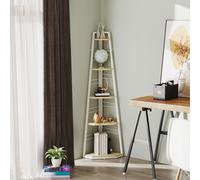 HOMCOM 5-Tier Corner Shelf, Shelving Unit with Adjustable Feet, Natural Wood