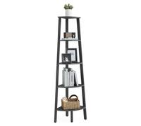 5-Tier Corner Shelf Unit, Charcoal Gray + Matte Black