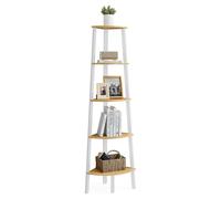 VASAGLE Corner Shelf Unit 5-Tier Corner Shelf Ladder Shelf for Living Room Bookshelf or Plant Stand Industrial Accent Furniture Natural Oak and M